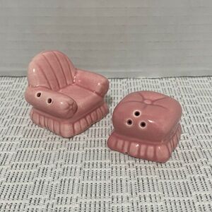 Pink Ceramic Chair & Ottoman Salt and Pepper Shakers